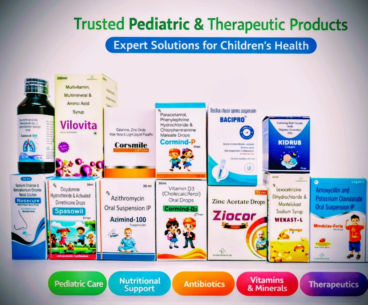 Cormind Pharma trusted pediatric & therapeutic product lineup